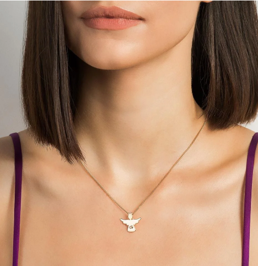 Pingente folheado a ouro Anjo com zircônia 1,7cm