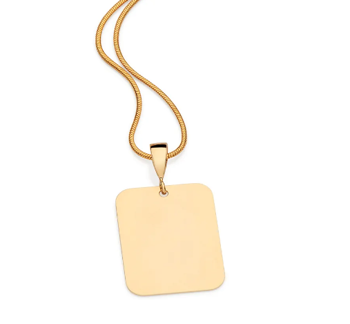 Medalha retangular lisa personalizável banhada a ouro 18k - Rommanel