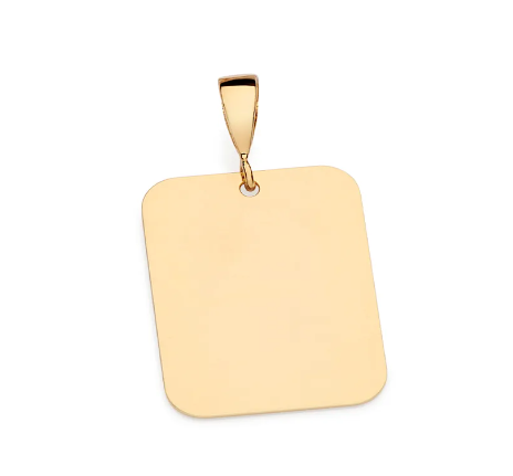 Medalha retangular lisa personalizável banhada a ouro 18k - Rommanel