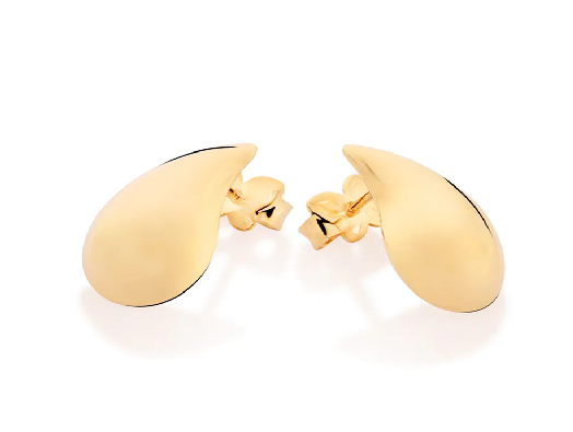 Brinco gota abaulada banhado a ouro 18k - tam.único