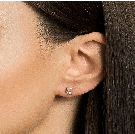 Brinco banhado a ouro 18k com zircônias e pérolas