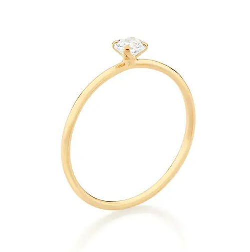 Anel rommanel solitário zirconia folheado a ouro