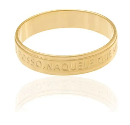 Anel folheado a ouro com trecho Biblico Rommanel