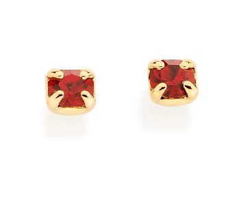 Brinco solitário banhado a ouro 18k com cristais