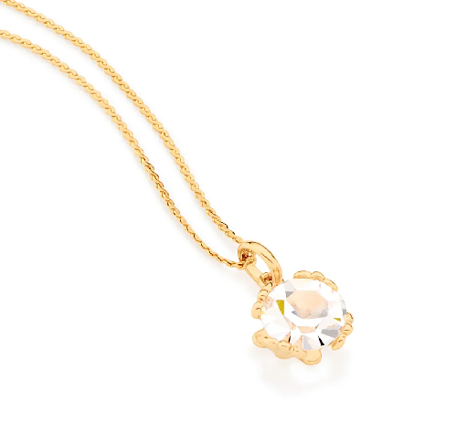 Pingente solitário banhado a ouro 18k com zircônia