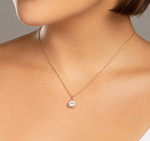 Pingente solitário banhado a ouro 18k com zircônia