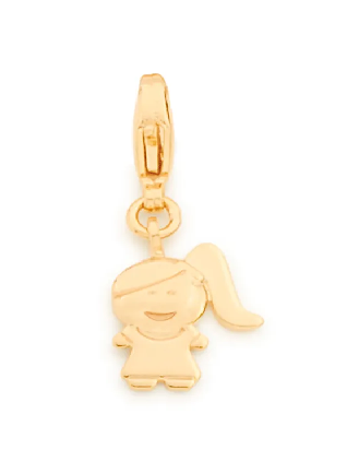 Berloque menina banhado a ouro 18k