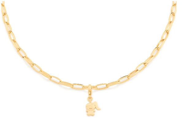 Berloque menina banhado a ouro 18k