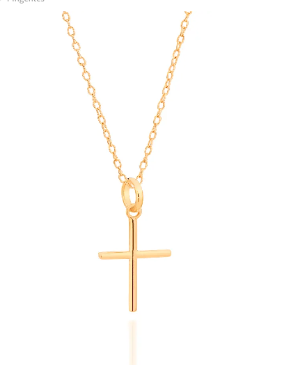 Pingente cruz banhado a ouro 18k