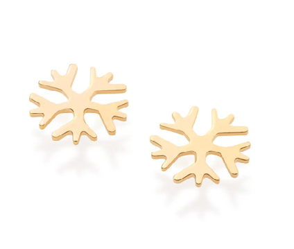 Brinco infantil flocos de neve banhado a ouro 18k