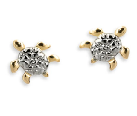 Brinco tartaruga banhado a ouro 18k com aplicação de rhodium