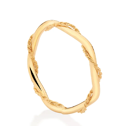 Anel skinny com aro torcido banhado a ouro 18k