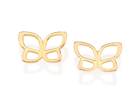 Brinco borboleta banhado a ouro 18k