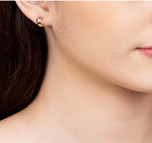 Brinco meia argola banhado a ouro 18k - Rommanel