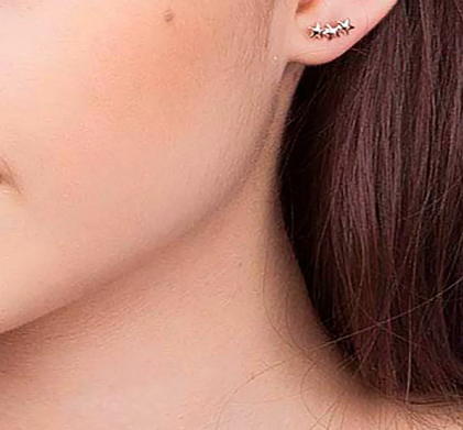 Brinco ear cuff estrelas banhado a ouro 18k