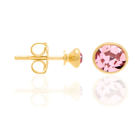 Brinco solitário banhado a ouro 18k com cristais