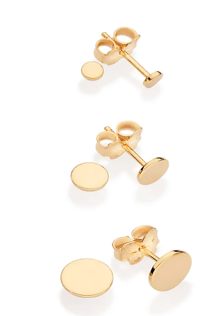 Kit brinco redondo banhado a ouro 18k
