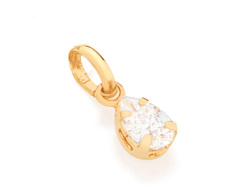 Pingente solitário infantil banhado a ouro 18k gota zircônia