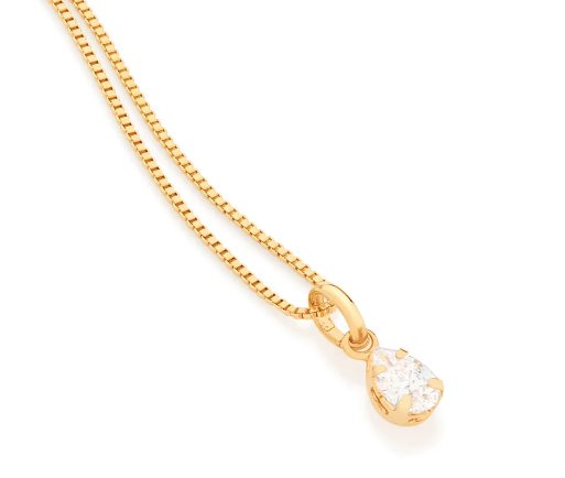 Pingente solitário infantil banhado a ouro 18k gota zircônia