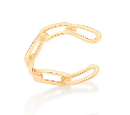 Brinco piercing de pressão elo de corrente banhado a ouro 18k