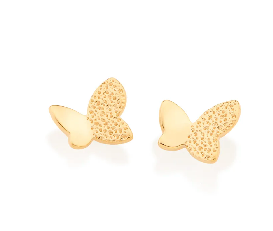 Brinco borboleta banhado a ouro 18k