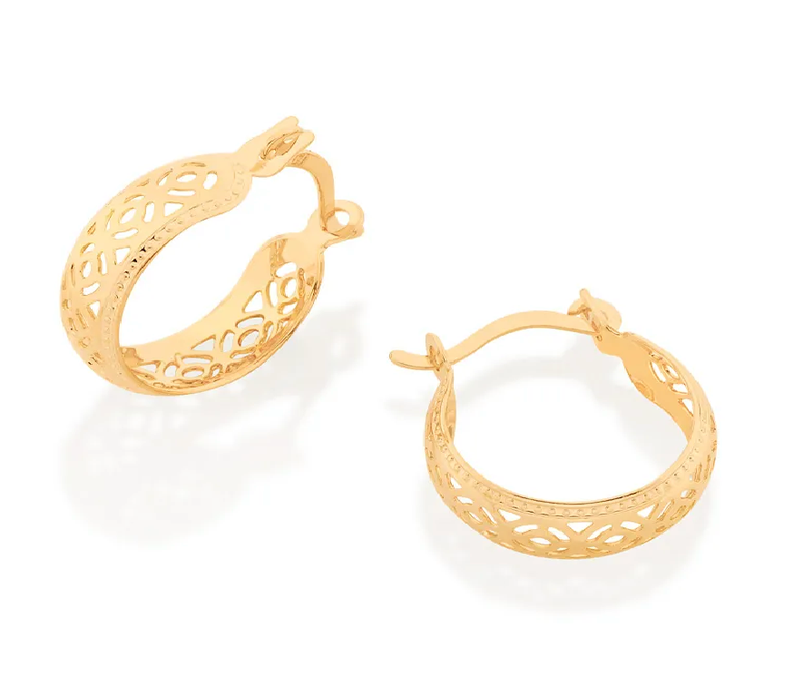 Brinco argola vazada banhado a ouro 18k