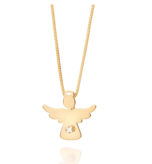 Pingente folheado a ouro Anjo com zircônia 1,7cm