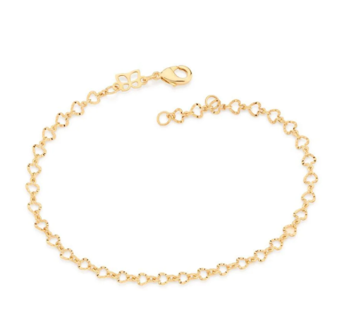 Pulseira folheada a ouro corações 19cm Rommanel