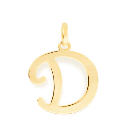 Pingente letra D banhado a ouro 18k Rommanel