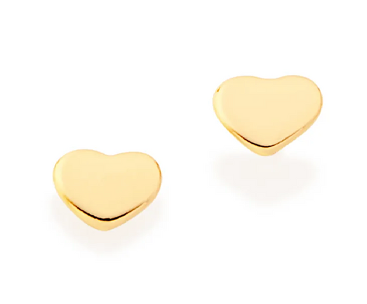 Brinco coração banhado a ouro 18k