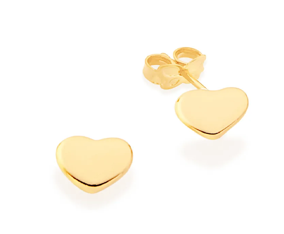 Brinco coração banhado a ouro 18k