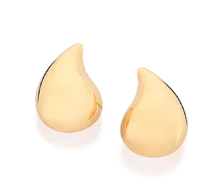 Brinco gota abaulada banhado a ouro 18k - tam.único