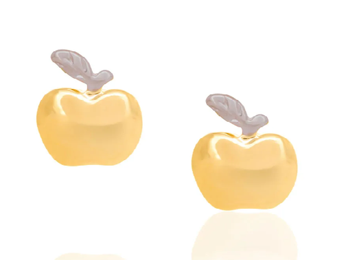 Brinco maça banhado a ouro 18k com aplicação de rhodium