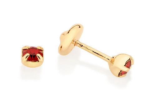 Brinco solitário banhado a ouro 18k com cristais