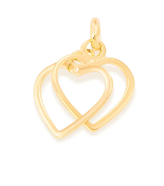Pingente corações banhado a ouro 18k
