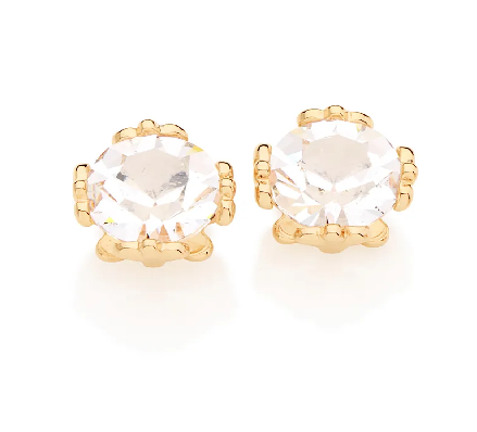Brinco solitário banhado a ouro 18k com zircônias