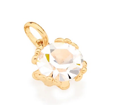 Pingente solitário banhado a ouro 18k com zircônia