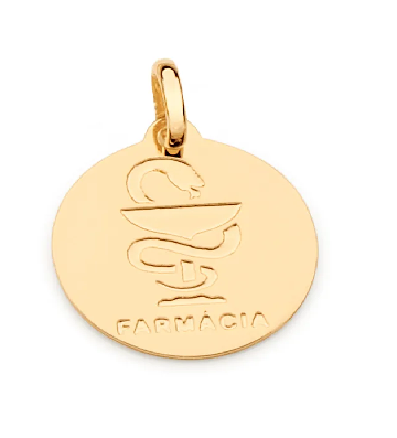 Medalha profissão farmácia banhada a ouro 18k