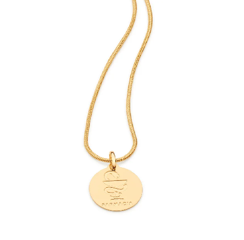 Medalha profissão farmácia banhada a ouro 18k