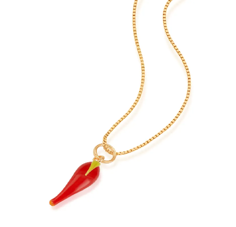 Pingente banhado a ouro 18k no formato de pimenta