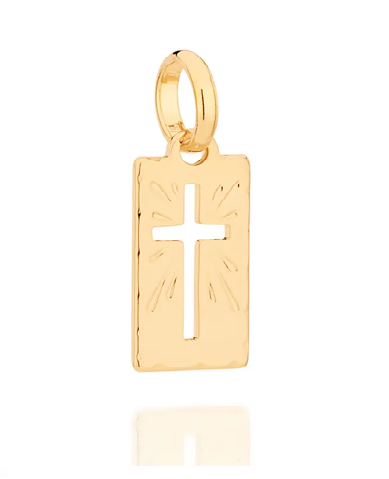 Pingente cruz banhado a ouro 18k