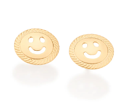Brinco emoji feliz banhado a ouro 18k