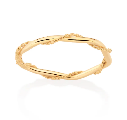 Anel skinny com aro torcido banhado a ouro 18k