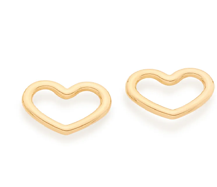 Brinco coração vazado banhado a ouro 18k