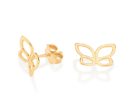 Brinco borboleta banhado a ouro 18k