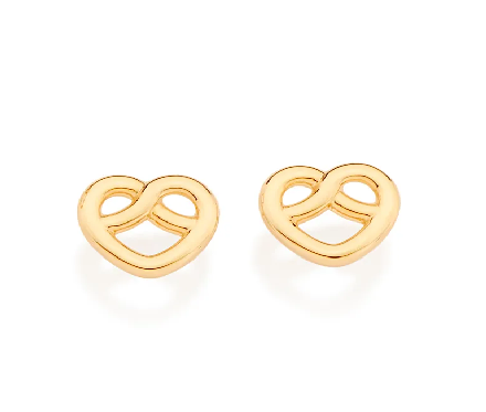 Brinco coração infinito banhado a ouro 18k