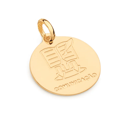 Medalha profissão comunicação banhada a ouro 18k - Rommanel