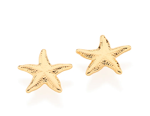 Brinco estrela do mar banhado a ouro 18k