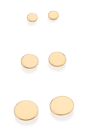 Kit brinco redondo banhado a ouro 18k
