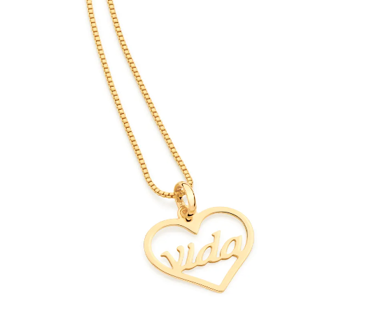 Pingente amo a vida banhado a ouro 18k
